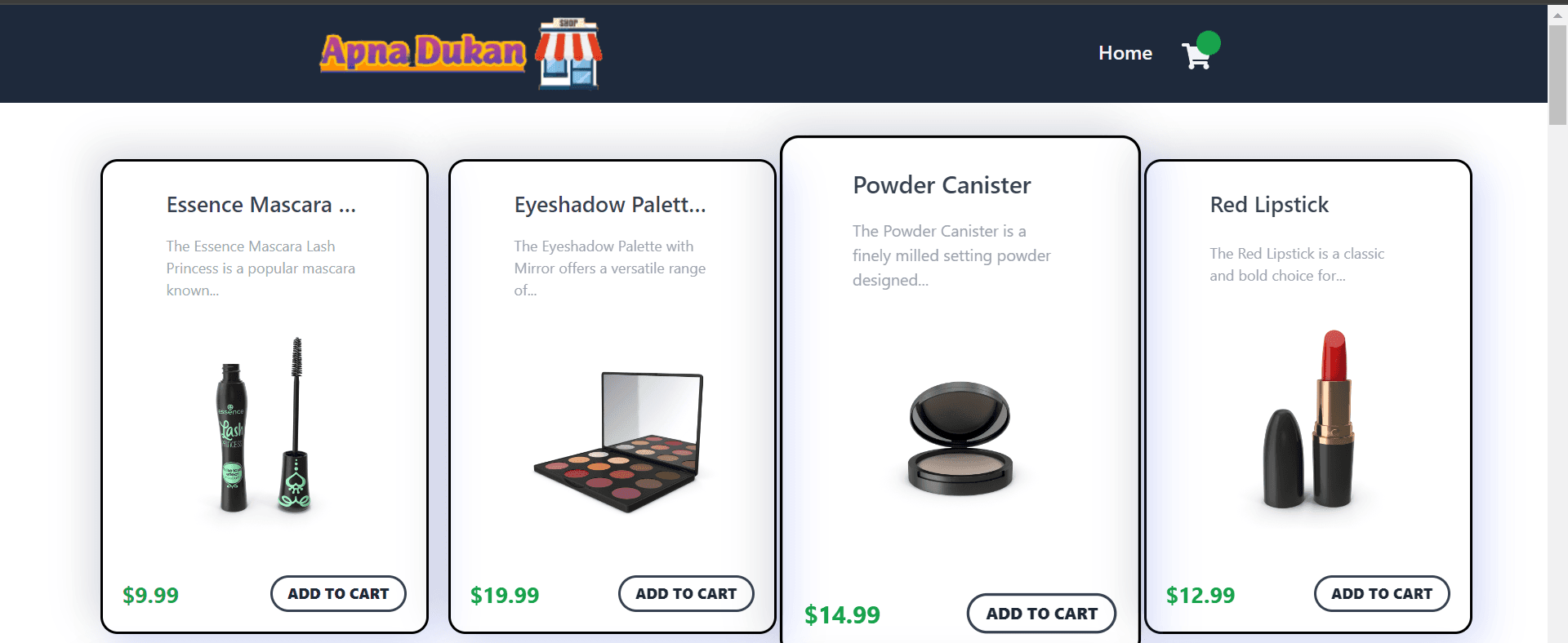 Shop-now live site preview