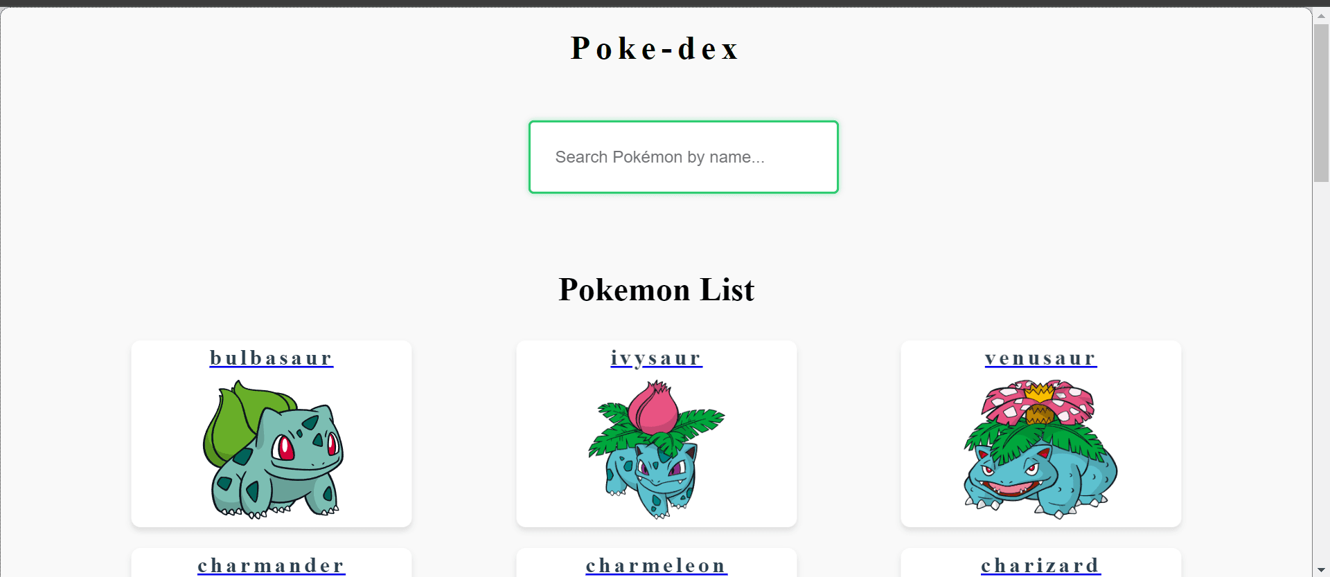 Poke-dex live site preview