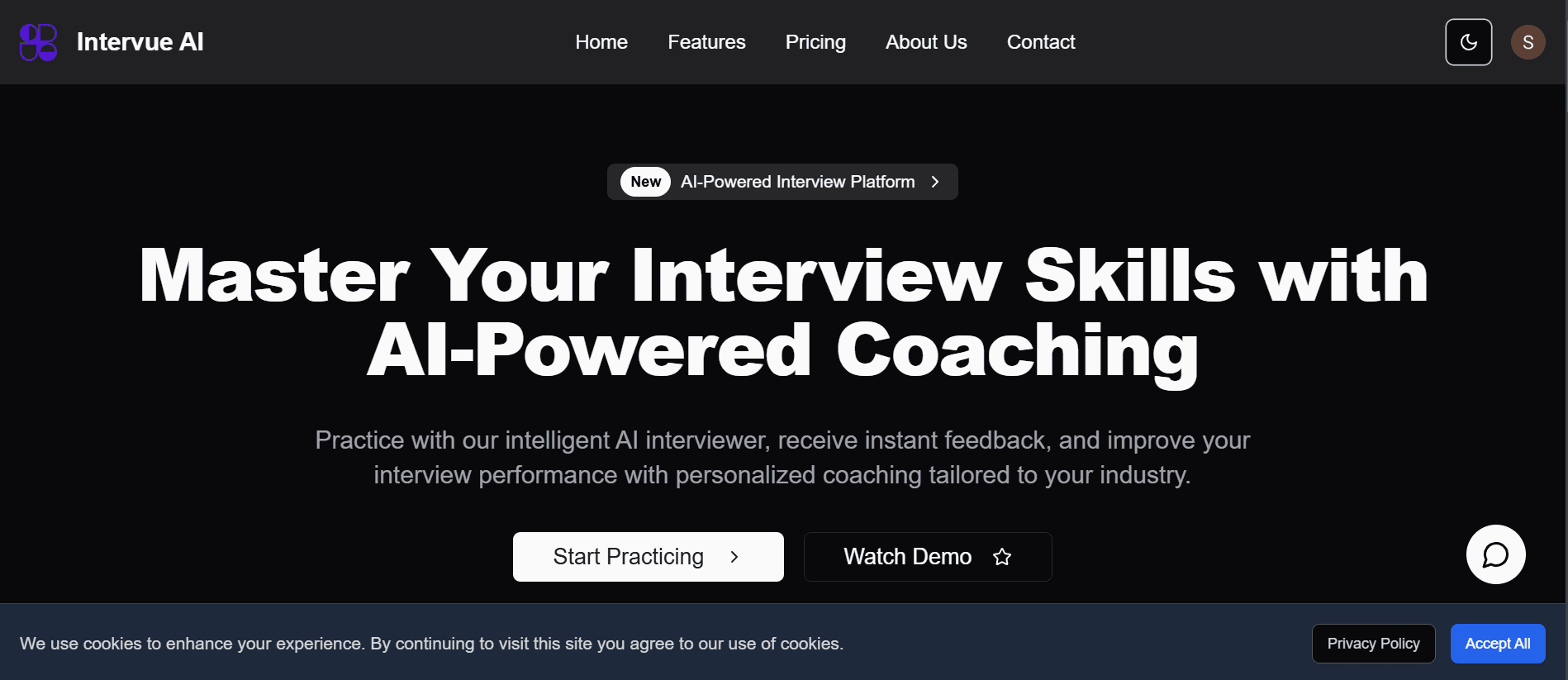 Intervue-ai live site preview